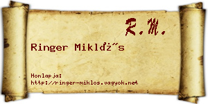 Ringer Miklós névjegykártya